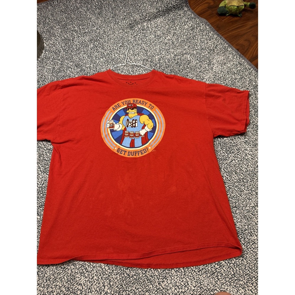 Universal Studios The Simpsons Duffman Shirt Red Graphic Tee Size 2XL 2015